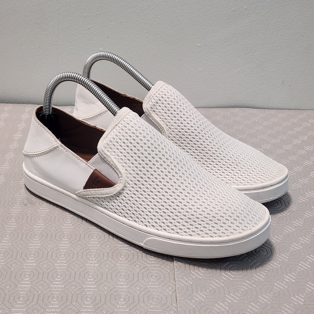 OLUKAI Pehuea Women's Size 9/EU 39 White Mesh Slip-On Drop Heel Comfort Shoes - Picture 3 of 12